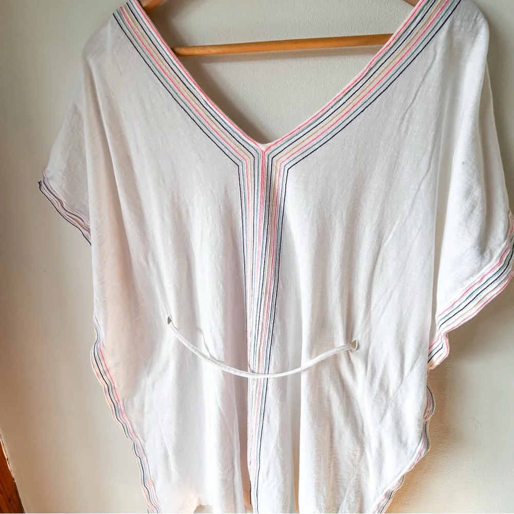 Boden Eloise Jersey Kaftan Tunic Beach Coverup Cotton Boho White Colorful Small - Picture 14 of 16